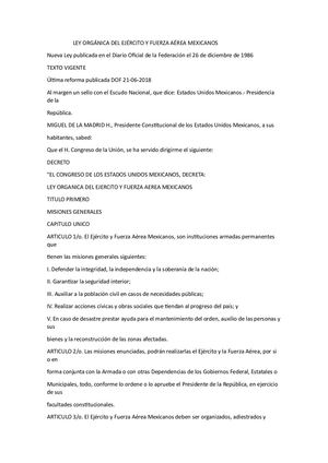 Ley Organica Del Ejercito Y Fuerza Aerea