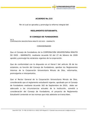 Reglamento Estudiantil Uniminuto