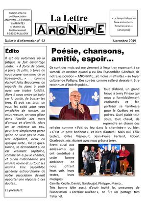 La Lettre Anonyme N°42 - Novembre 2019