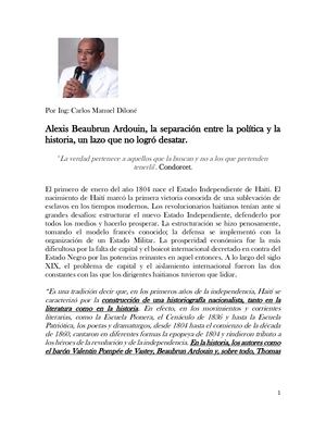 Alexis Beaubrun Ardouin, La Separación Entre La Política Y La Historia, Un Lazo Que No Logró Desatar