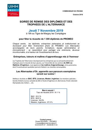 Communiqué de presse "Remise des Diplômes"