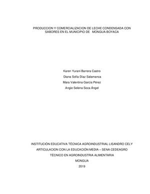 Proyecto Final Leche Condensada Sabor A Cafe Y Mora 2019 Mongua