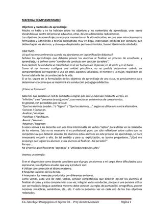 Material Complementario Para Planf Y Secuencia