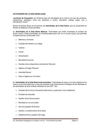 Actividades De La Vida Diaria