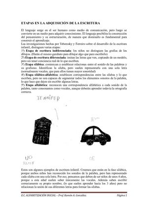 1º) Etapas En La Adquisición De La Escritura