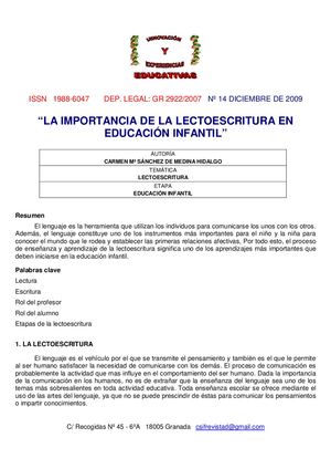 La Importancia De La Lectoescritura En