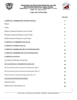 Manual De Convivencia Ie Laura Vicuña