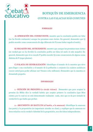 G 6 B Actividad Botiquín De Emergencias Frente A Las Falacias