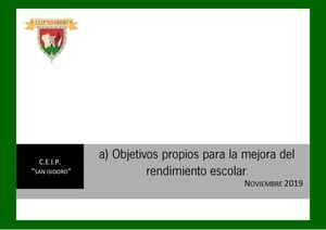 A) Objetivos Para La Mejora Del Rendimiento Escolar 19 20