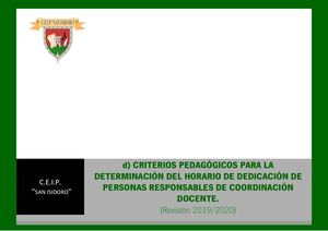 D)  Criterios Horarios 2019