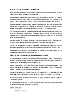 El Detective Privado En La Sociedad Actual