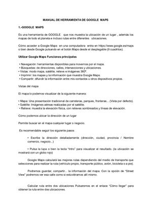 Manual De Herramienta De Google Maps