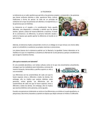 La Tolerancia