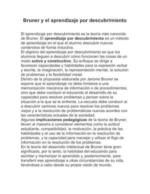 Bruner Y El Aprendizaje Por Descubrimiento