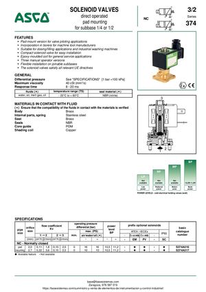 VALVULA SOLENOIDE SERIE 374 ASCO