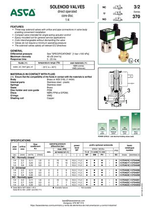 VALVULA SOLENOIDE SERIE 370 ASCO