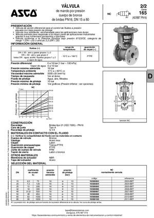 VALVULA MANDO PRESION SERIE 165 ASCO