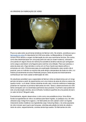 As Origens Da Fabricação De Vidro