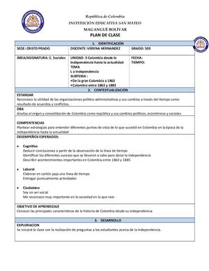 Plan De Clase De Sociales