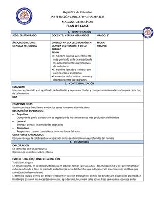 Plan De Clase De Religion