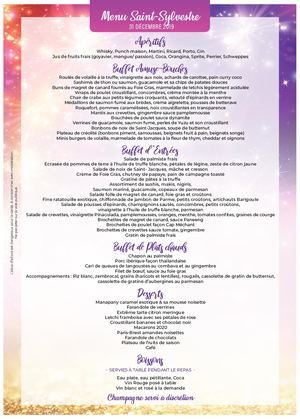 Menu St Sylvestre 2019 CinéRéunion