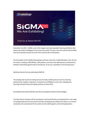 Leading Data Center Provider, Net Shop Isp, Exhibiting At Si Gma'19 I Gaming Expo In Malta (27 29 Nov)