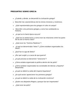 Preguntas Sobre Grecia
