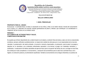 MALLAS CURRICULARES DE EDUCACIÓN FÍSICA De Preescola A 5°.