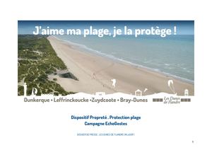 Dossier de presse . Propreté Protection Plage Les Dunes de Flandre