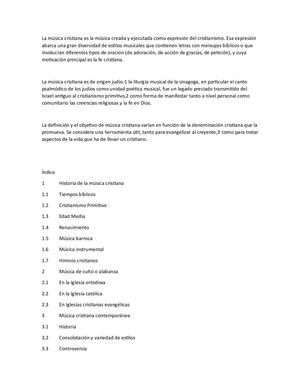 La Música Cristiana Es La Música Creada Y Ejecutada Como Expresión Del Cristianismo
