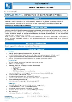 Coordinatrice Administrative Et Financière
