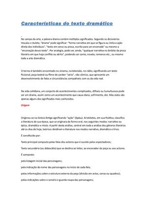 Características Do Texto Dramático