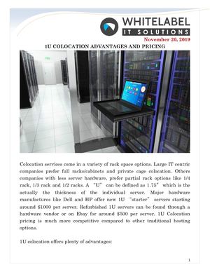 1u Colocation Advantages And Pricing