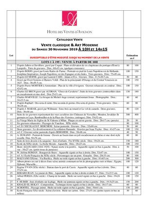 Vente Classique & Art Moderne 30-11-2019 ? 10h