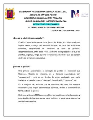 REPORTE DE CUESTIONARIO