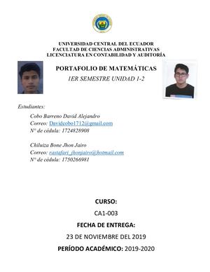 Calameo Matematica, Chiluiza Jhon, Cobo David, CA1-3