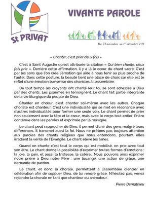 Vivante Parole du 23 novembre