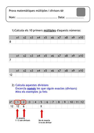 Prova Matemàtiques Múltiples I Divisors