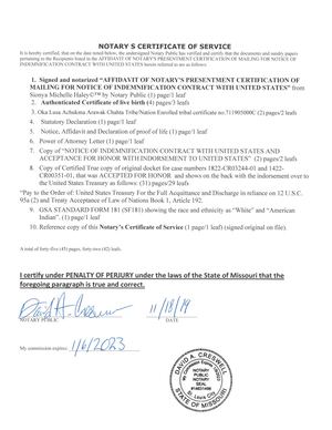 Notarty Certificate Of Service/Affidavit