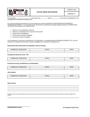 ACTA DE COMITÉ INVESTIGADOR