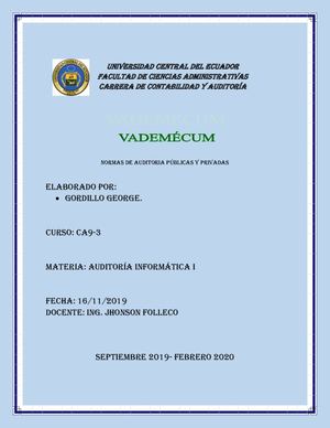 Vademécum Normas de Auditoría Públicas y Privadas