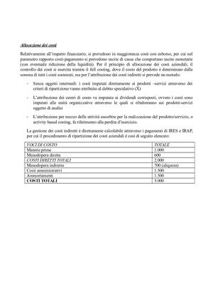 10 1 Allocazione Dei Costi