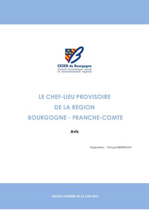 Avis sur le Chef-Lieu provisoire de la Région Bourgogne-Franche-Comté