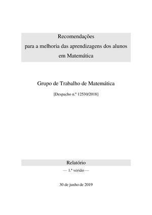Recomendacoes Para A Melhoria Das Aprendizagens Dos Alunos Em Matematica