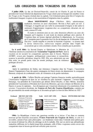 Les Origines Des Vosgiens De Paris