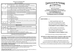 1er Dimanche Avent A 1er Décembre 2019 (Samedi)