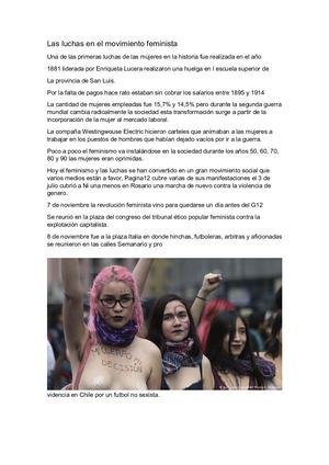Las Luchas En El Movimiento Feminista