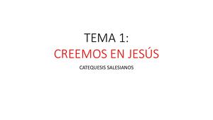 Tema 1 Creemos En Jesús