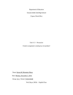 Karina Montañez 11 1 Creating And Persuading!