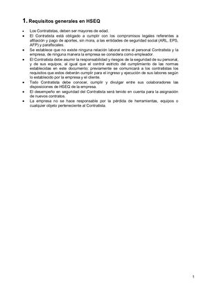 Requisitos Hseq Para Contratistas